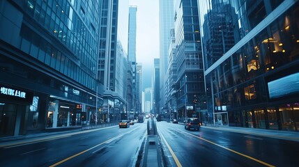 Fototapeta premium Sleek Urban District with Modern Buildings