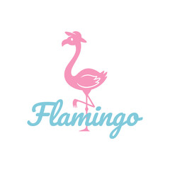 Flamingo Wearing a Hat Logo Design