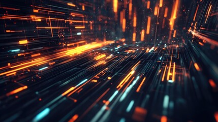 Obraz premium Abstract background with geometric lines showcasing a technology theme and light effects rendered in 3D