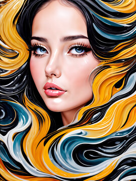 portrait of a young woman in style of oil painting 