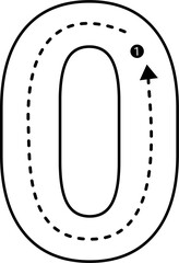 Tracing number. Mathematic clipart.