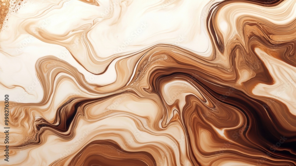 Leinwandbilder coffee and cream swirl together, forming a beautiful marbled pattern with rich brown and soft cream 