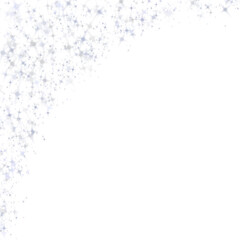 Silver glitter sparkle corner on black background for card decoration with copy space. Sparkling confetti design