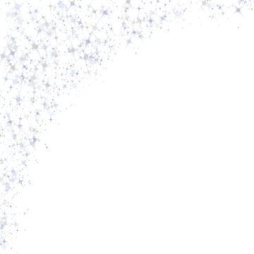 Silver glitter sparkle corner on black background for card decoration with copy space. Sparkling confetti design