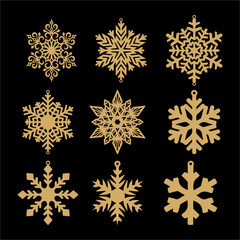 Merry Christmas decor ornament element, hanging items for laser cutting, Floral