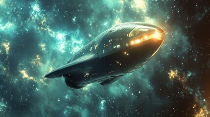 Futuristic Spacecraft Journeying Across the Cosmos