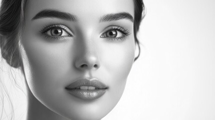 Chic Portrait of a Beautiful Woman with Glowing Skin