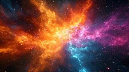 Vibrant nebula showcasing fiery orange and electric blue hues in the cosmos.