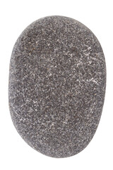 Top view of single black pebble isolated on white background.
