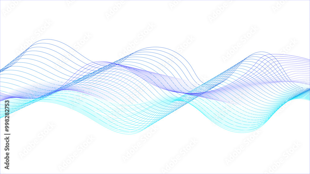 Wall mural abstract flow of colored transparent waves.abstract background with blue and purple wave lines on wh