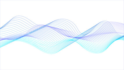 Abstract flow of colored transparent waves.Abstract background with blue and purple wave lines on white.
