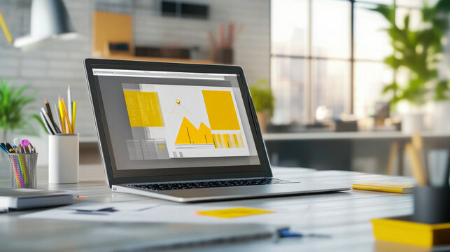 Designers latop computer with development graphic prototype application