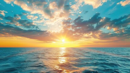 Obraz premium Gorgeous Sunrise and Sunset over the Sea: A Stunning Background Image. Experience the Beauty and Serenity.