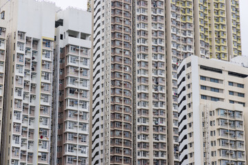 Fototapeta premium Hong Kong old style residential apartment building facade