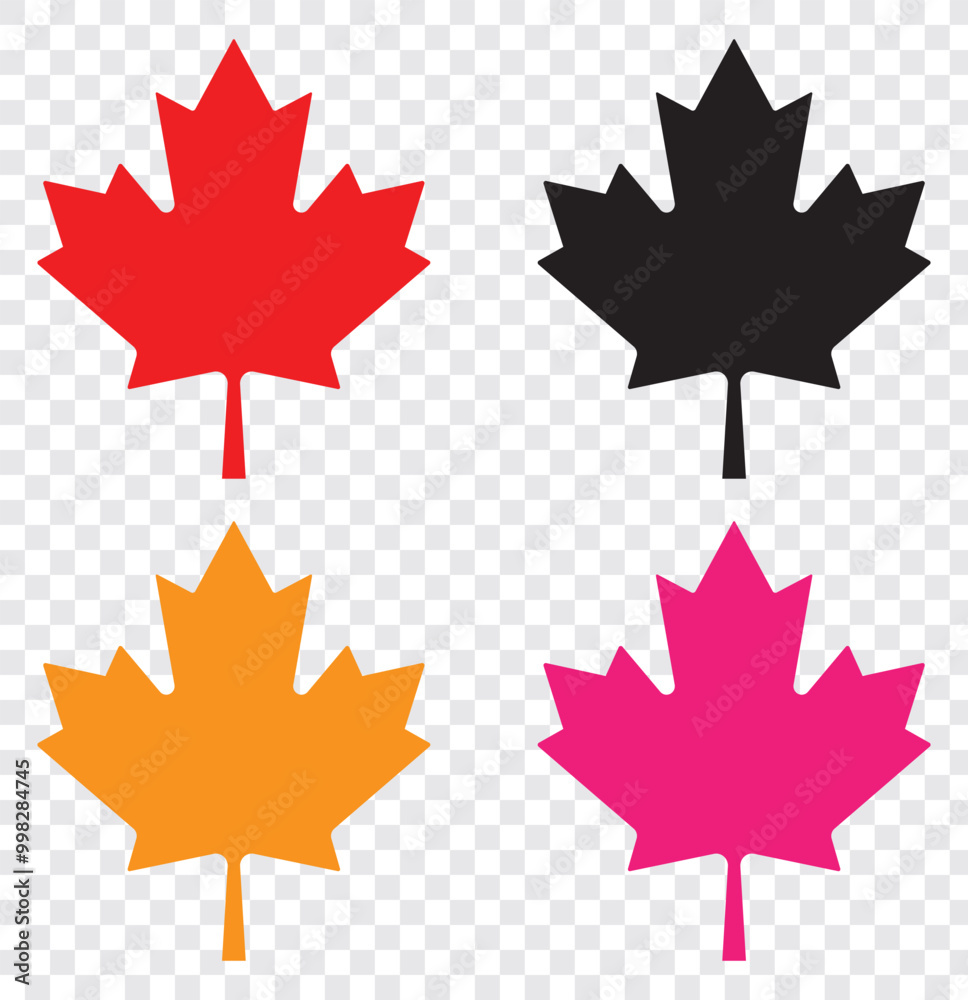 Wall mural red canada maple leaf icon image vector. maple leaf logo vector icon isolated on transparent backgro