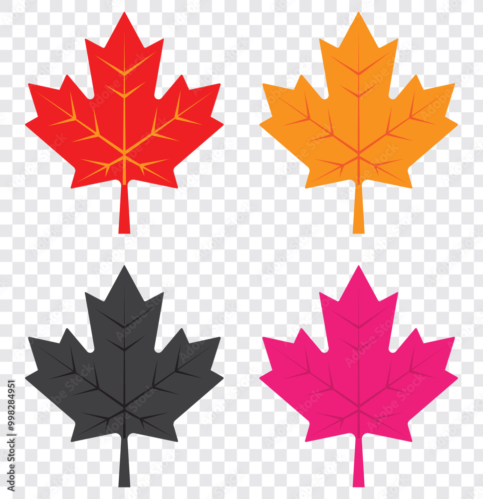 Wall mural red canada maple leaf icon image vector. maple leaf logo vector icon isolated on transparent backgro