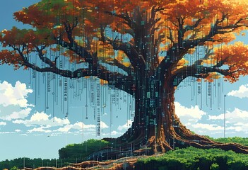 Naklejka premium tree code