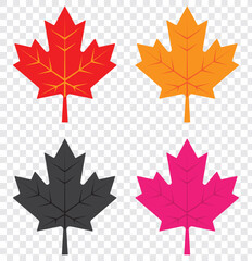 Red canada maple leaf icon image vector. maple leaf logo vector icon isolated on transparent background. EPS 10.