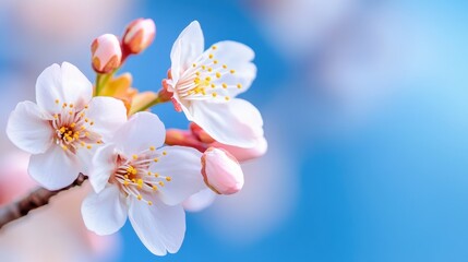 Fototapeta premium Beautiful Close-Up of Blooming Cherry Blossom