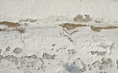 Wall Plaster Peeled Closeup Horizontal White Brown Textured Background