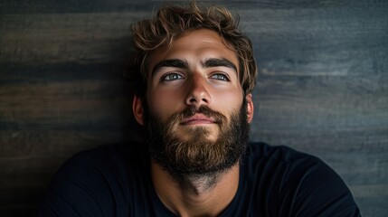 Obraz premium Portrait of a bearded man. Perfect for websites and social media related to men's style and grooming.