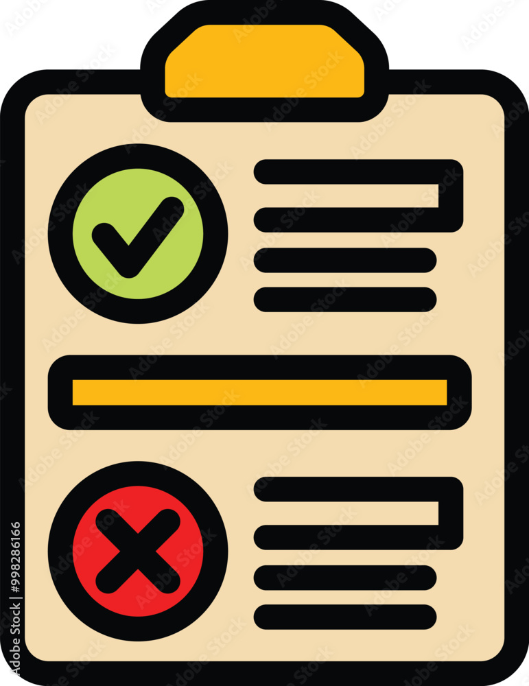 Poster clipboard showing checkmark for approve and cross for reject symbol representing the concept of acce