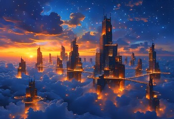 Naklejka premium cloud city