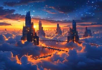 Naklejka premium cloud city