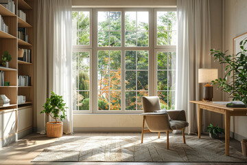 A cozy home office with a comfortable chair