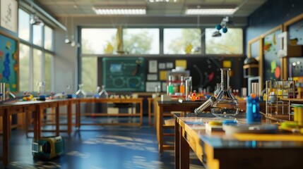 Fototapeta premium Classroom with STEM activity kits.