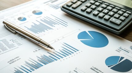 Financial Reports and Pie Charts on Desk