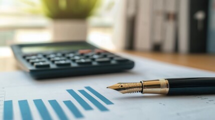 Fototapeta premium Close-Up of Business Financial Charts and Calculator