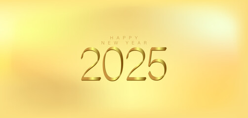 Fototapeta premium A festive gold background featuring the golden numbers 2025 to celebrate the New Year with elegance and joy