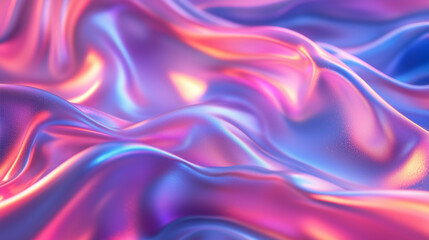 Fototapeta premium Glowing Satin Fabric in Rich Hues of Pink Purple and Blue with Iridescent Light Reflections