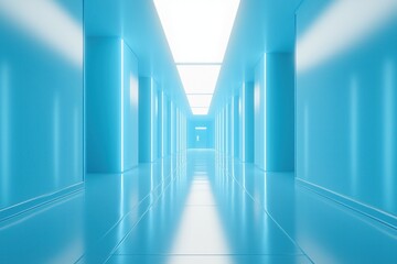 Obraz premium Abstract blue blurred corridor with white light