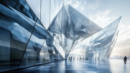 Modern Corporate Building with Sleek Design and Reflections