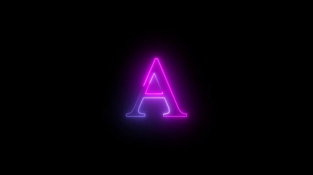 Neon letter  A with alpha channel, neon alphabet and letters, neon light