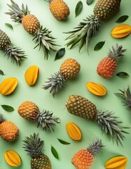 Fresh pineapples and mango slices