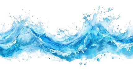 Abstract watercolor waves in shades of blue.