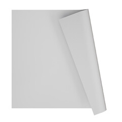 Blank Sheet of Paper with Curled Corner on Transparent Background