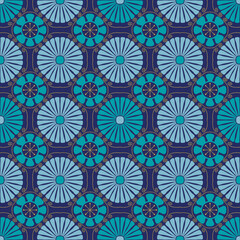 Art Nouveau decorative seamless repeat pattern in blue