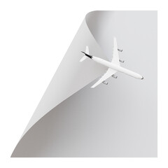 Paper Airplane Curling Corner of the Sheet of Paper Advert Concept on Transparent Background