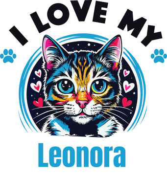 Leonora Is My Cute Cat, Cat name t-shirt Design