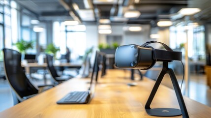 Fototapeta premium Innovative Office Setting with Virtual Reality Equipment