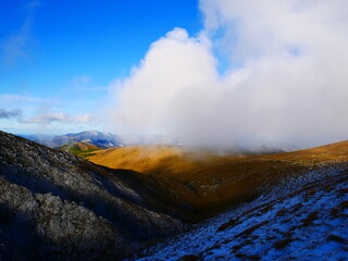 Beautiful Autumn day on a Hohe Veitsch mountain in Alps