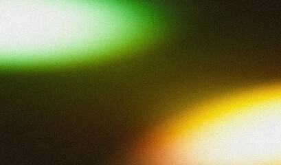Grainy gradient background green orange abstract glowing color wave black backdrop, noise texture banner poster header design