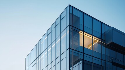 Minimalist Office Building with Clear Glass Facade