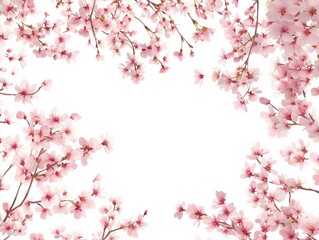 Cherry blossom frame in white background