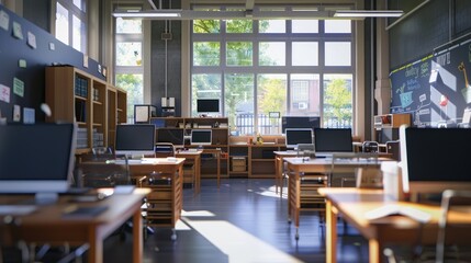 Obraz premium Classroom with creative student projects.