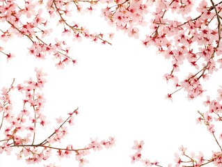 Fototapeta premium Cherry blossom frame in white background